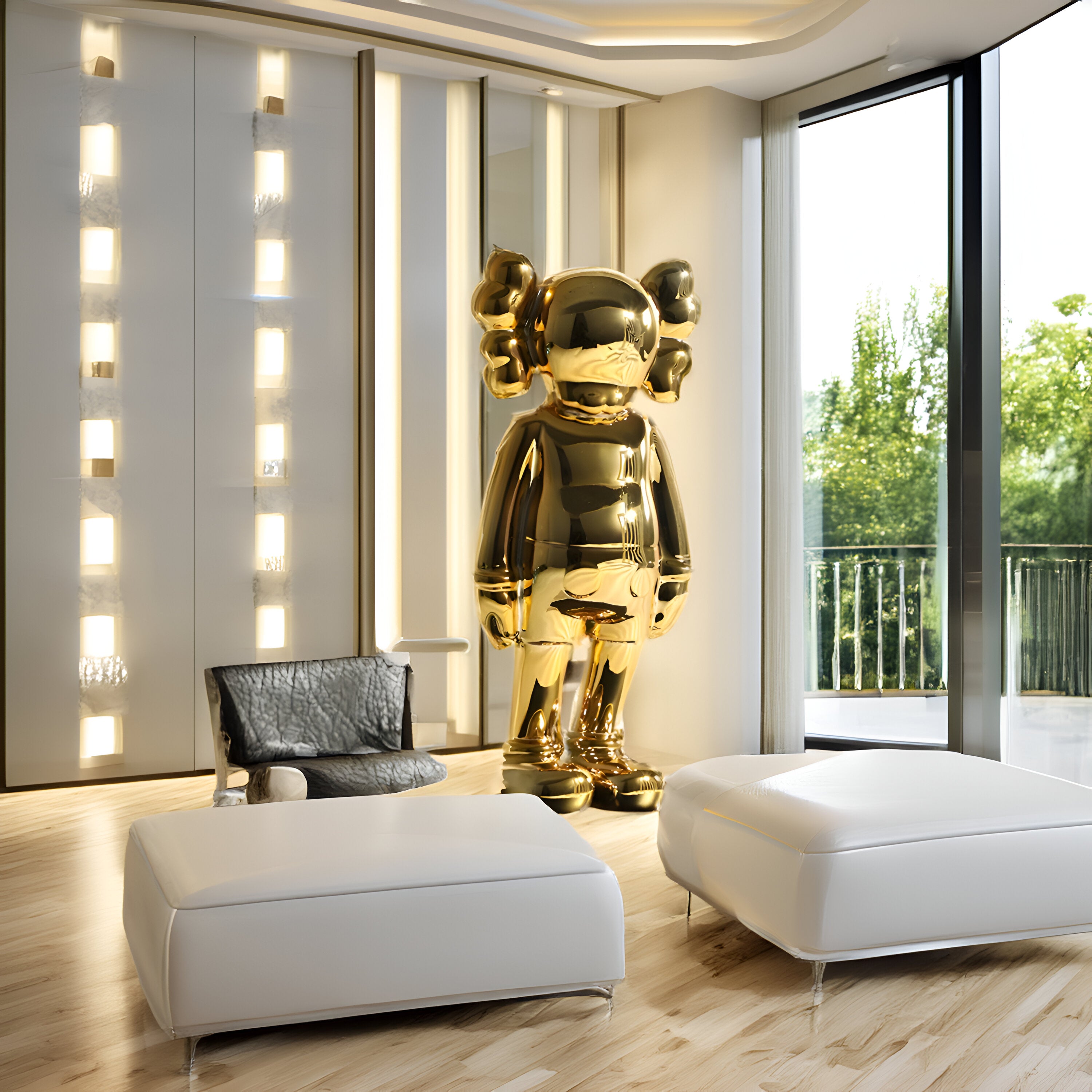 Royal Gold Iconify Sculpture in a luxurious interior setting, representing opulence and power.