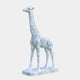 The Graceful Giraffe White Marble Outdoor Sculpture by Giant Sculptures stands 350cm tall on a rectangular base against a plain backdrop, its elongated neck stretching elegantly upwards—perfect for those seeking artistic tranquility in their garden.