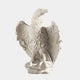 A detailed, hand-carved marble sculpture from Giant Sculptures, the Majestic Eagle Marble Outdoor Sculpture - 120cm showcases an eagle with spread wings on a rocky base, highlighting its feathers and piercing gaze against a plain background.