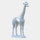 The Regal Giraffe White Marble Outdoor Sculpture by Giant Sculptures is a sleek and modern wildlife piece, crafted from smooth marble-textured material. Standing 350cm tall, it boasts stylized features with a glossy white finish on a matching base.