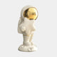 The Cloud White Stardust Moon Astronaut Figure by Giant Sculptures features a glossy gold helmet and minimalist white suit. Standing on a moon-like base and holding a star-shaped object, it promises a miniature cosmic adventure.