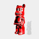 Ruby Red Bear Sculpture 135cm - Side View, showcasing the bold red reflective surface and craftsmanship.