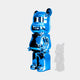 Sapphire Blue Bear Sculpture 135cm - Side View, showcasing vibrant blue mirror finish and sleek design.