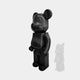 135cm Black Stone bear sculpture with silver and grey paint splashes, profile view.