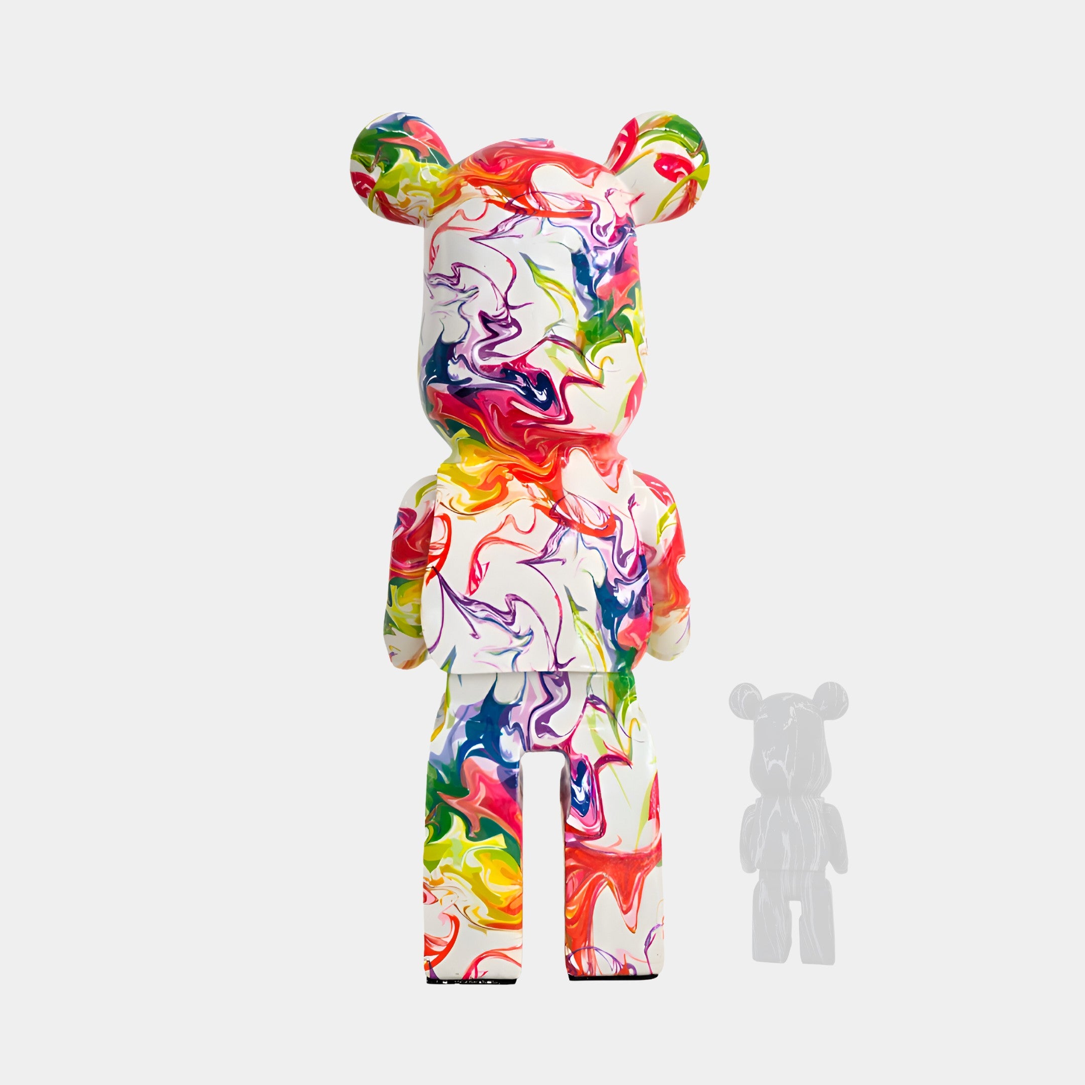 Rear view of the Vogue bear sculpture, highlighting its bold abstract design, standing tall at 165cm, creating a captivating visual presence.