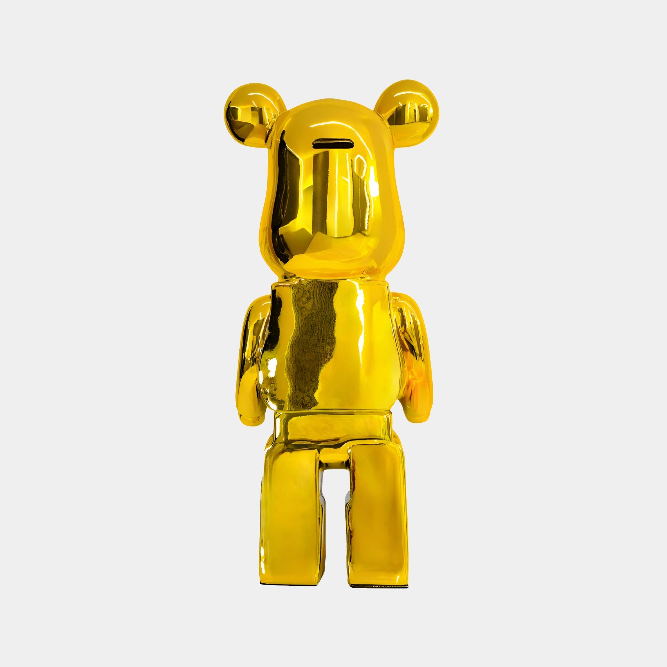 Rear view of the 50cm Gilded Gold bear sculpture showcasing reflective golden electroplating.