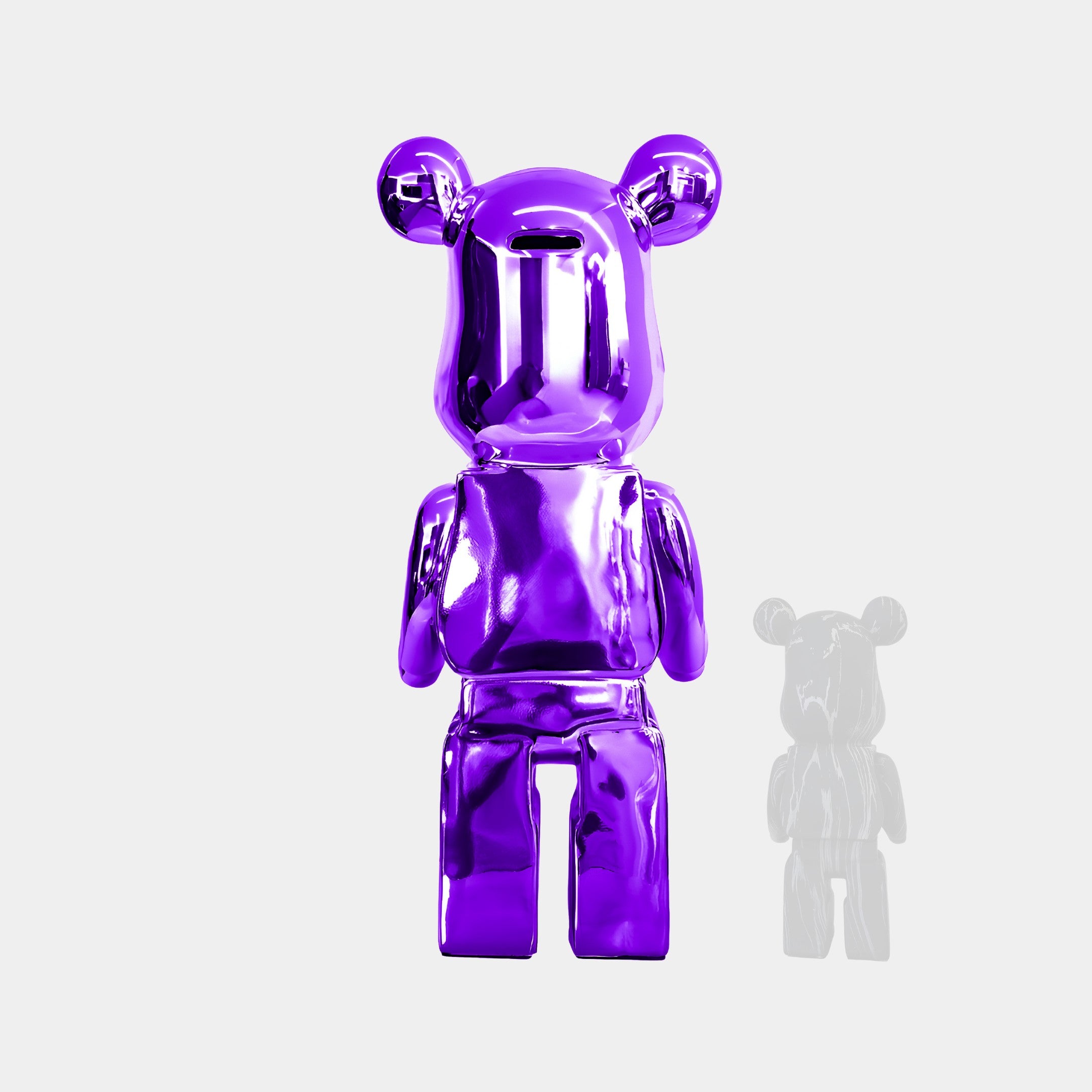 Phantom Purple Bear Sculpture 135cm - Rear View, displaying the smooth, vibrant purple finish from behind.