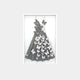 The Flutter Charcoal & White Butterfly Dress 3D Wall Art by Giant Sculptures features a Nordic-style dress crafted from folded paper, adorned with white butterflies showcasing black text patterns on a light gray backdrop, creating an enchanting and delicate display.