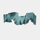 The Rollscape Aqua Cascade Enamel Decorative Wall Art by Giant Sculptures embodies modern craftsmanship with its wavy, folded structure in teal shades, resembling flowing fabric or paper. Its dynamic sculpture-like form contrasts beautifully against a plain white background for an exquisite decorative touch.