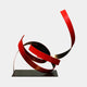 Ribbon Red V Abstract Steel Sculpture - 59cm