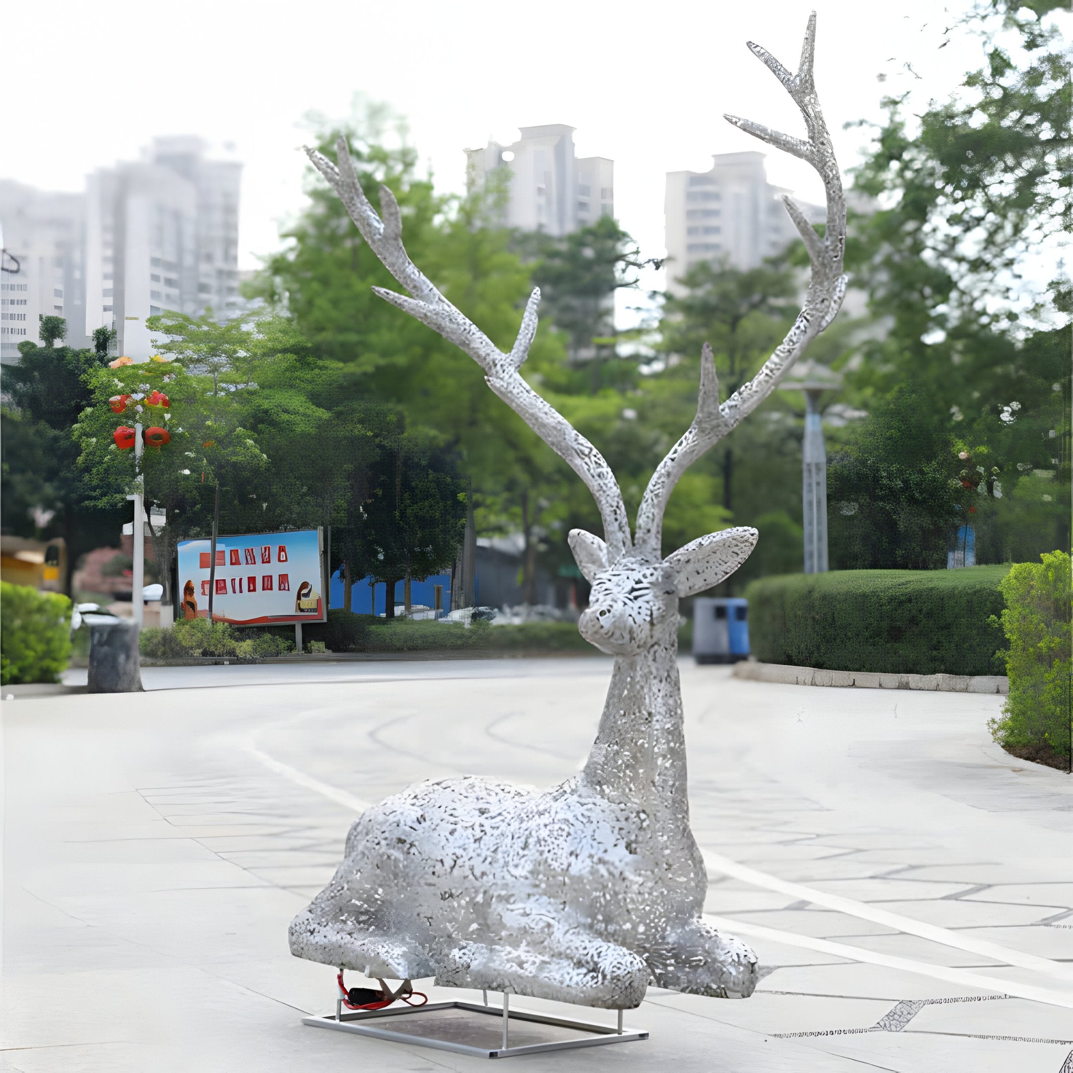 Luminous Stag II Silver Steel LED Sculpture - 125cm