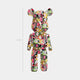 Front view of Urban Pop Bear Sculpture with graffiti-style line doodles in vibrant colors for urban chic decor.