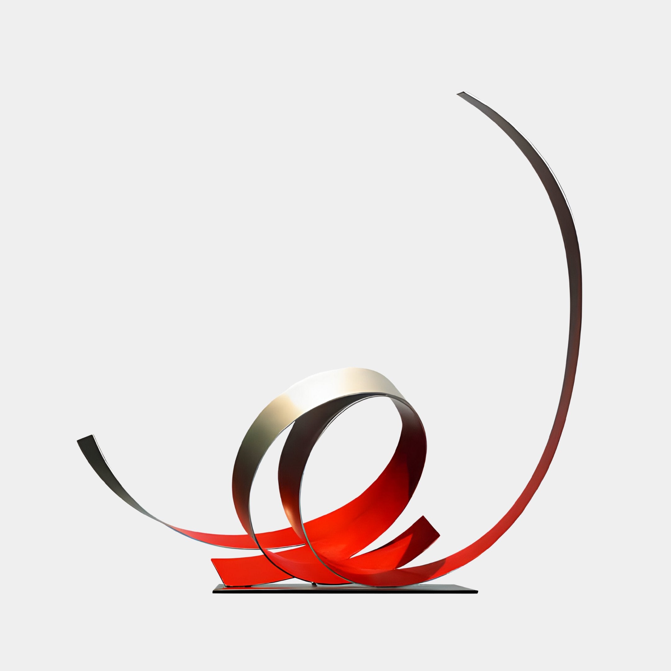 Ribbon Red III Abstract Steel Sculpture - 68cm