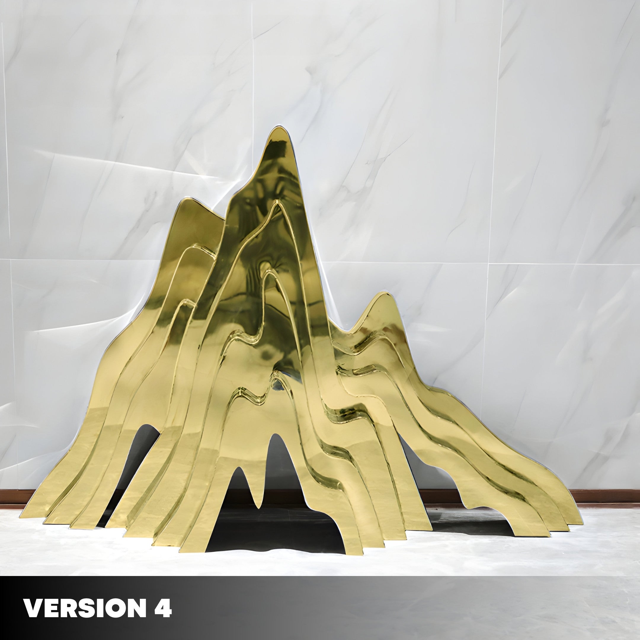 Mountain Range Gold Abstract Steel Sculptures