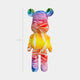 Front view of Verve Bear Sculpture, featuring gradient swirls of red and yellow on a white canvas for artistic decor.