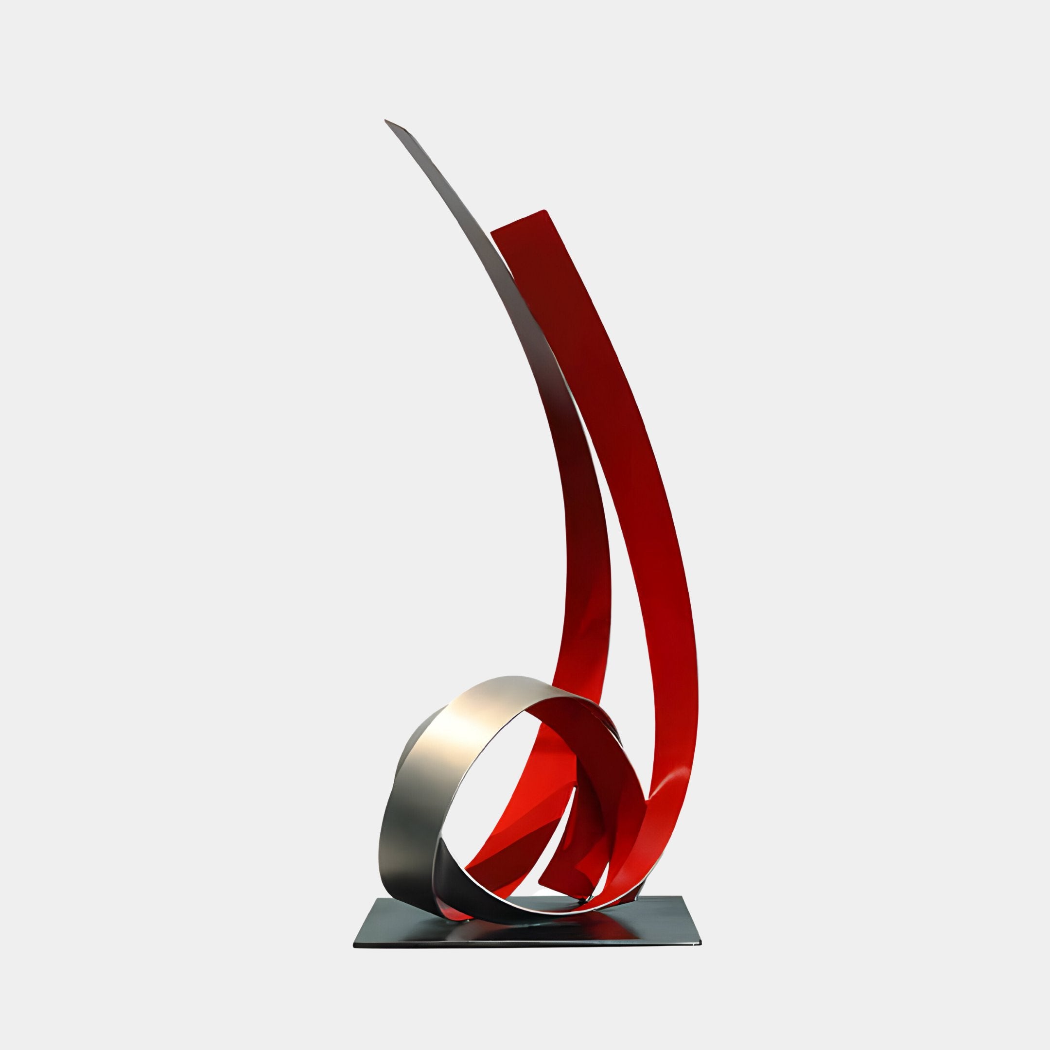 Ribbon Red Abstract Steel Sculpture - 73cm