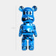 Front view of Sapphire Blue Bear Sculpture, featuring vibrant blue electroplated finish for luxury home decor.