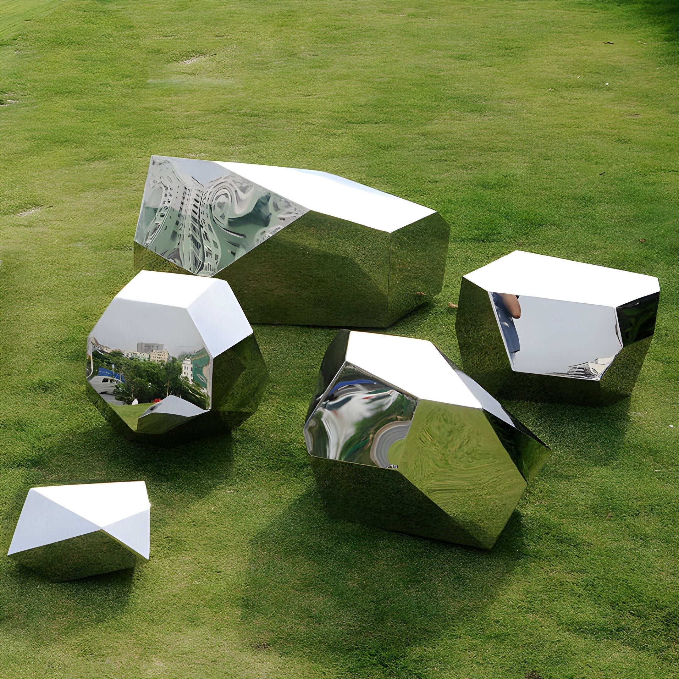 Tetra Geometric Steel Rock Sculptures