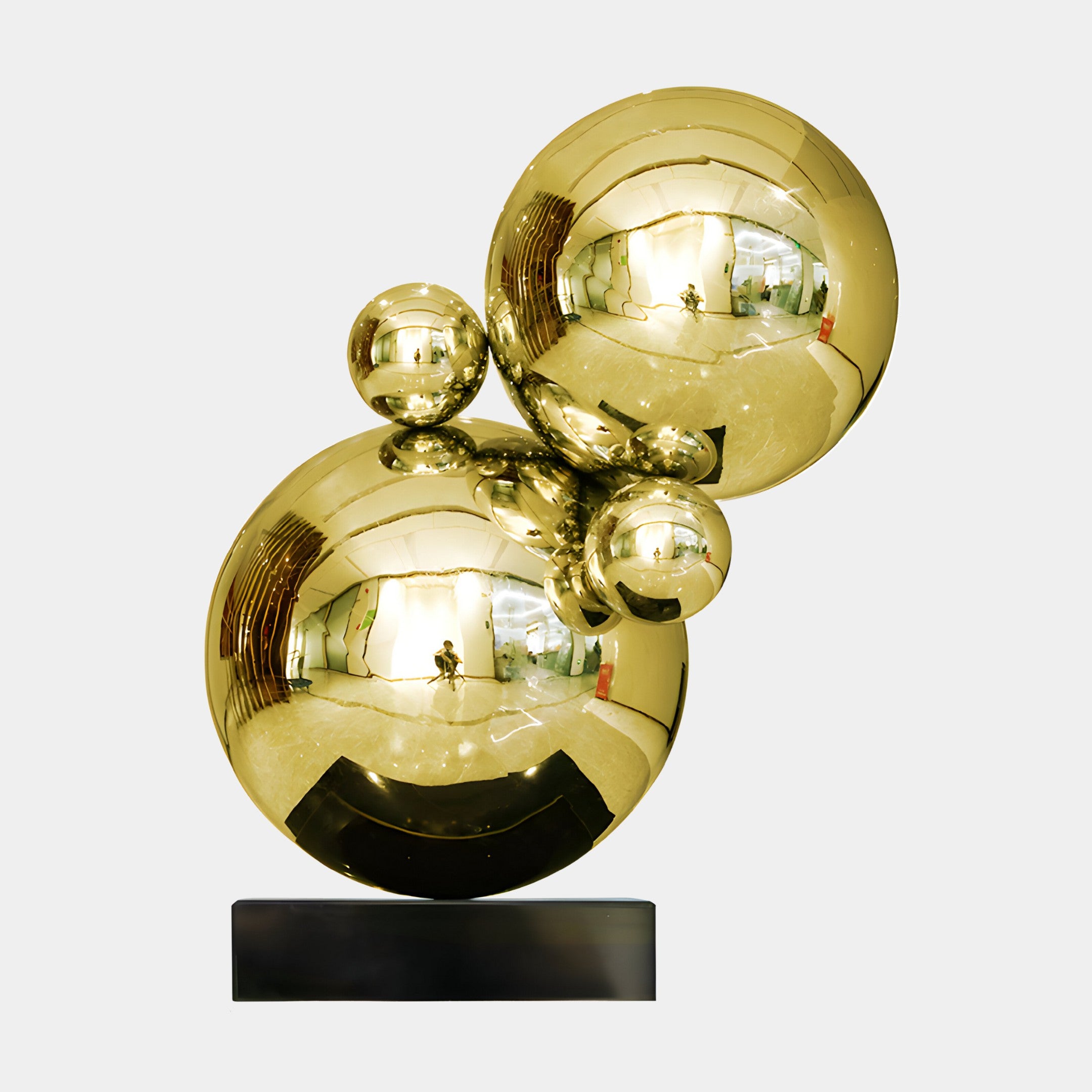 Molecular II Gold Geometric Steel Sculpture - 55cm