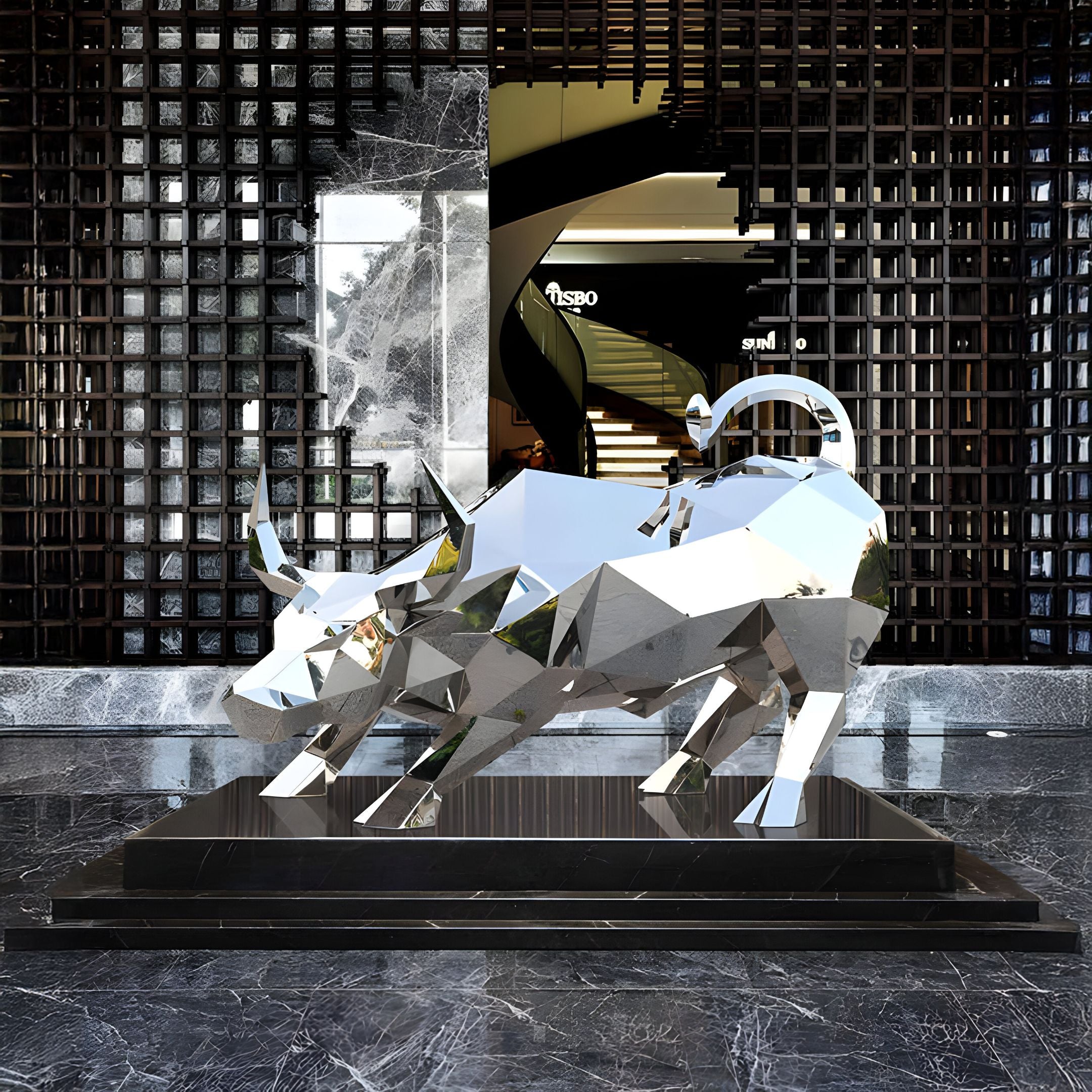 Toro Bull Geometric Steel Outdoor Sculpture - 193cm