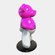 A glossy pink and white 165cm Gacko Karl Bear Sculpture from Giant Sculptures stands proudly on a round black base, showcasing exaggerated features and a playful, cartoonish pop art style by André Gacko.