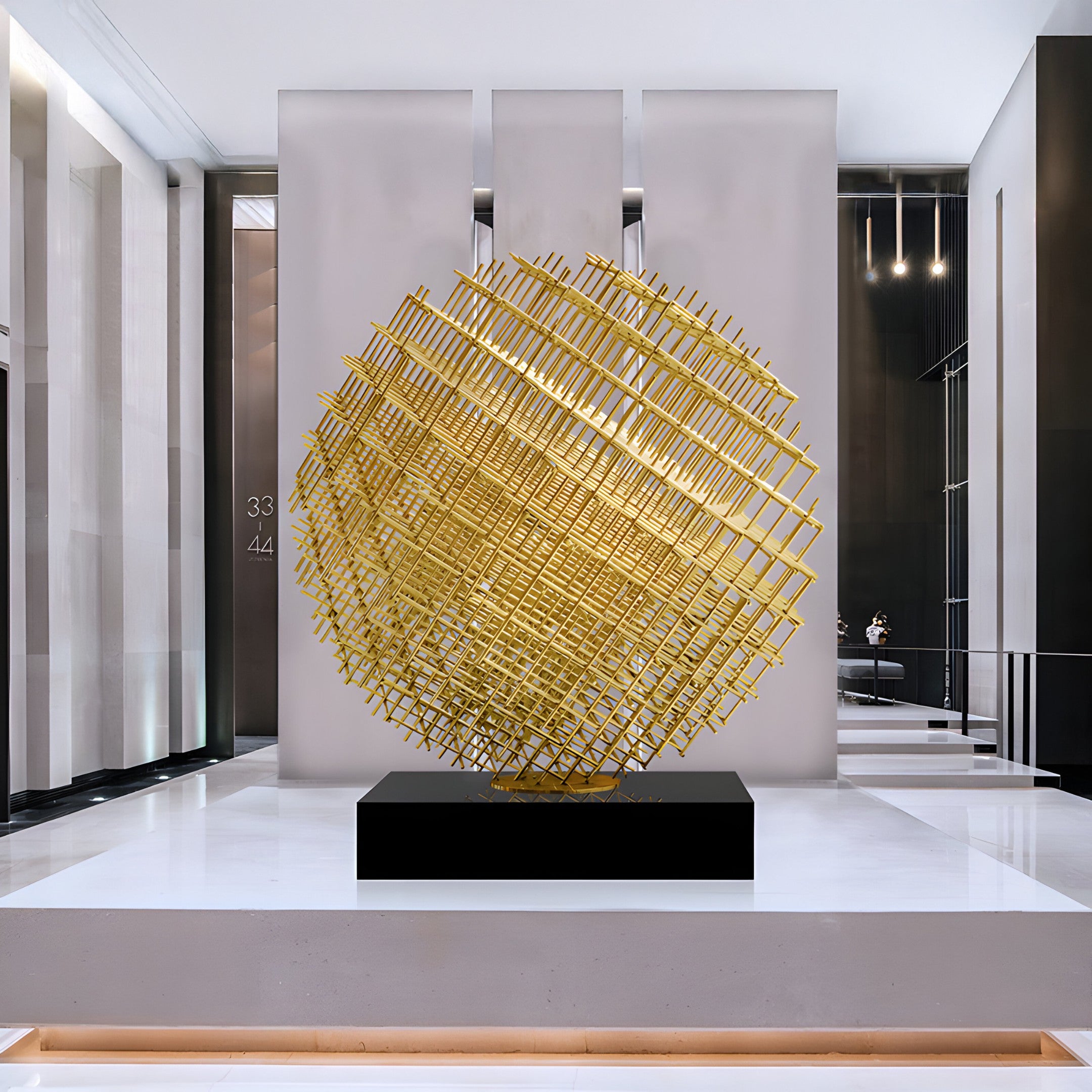 Mesh Gold Geometric Steel Sculpture - 135/200cm