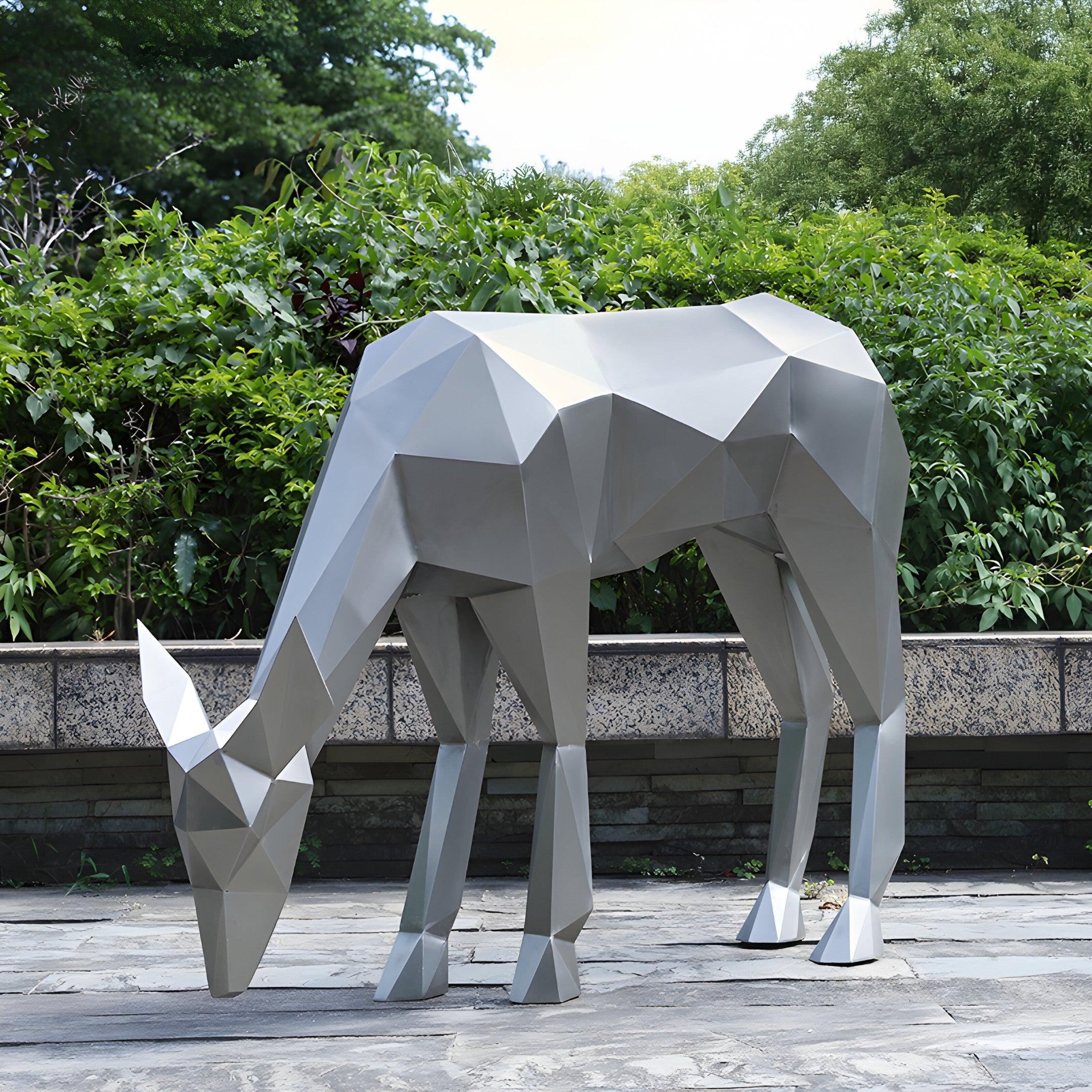 Deer III Geometric Steel Outdoor Sculpture - 120cm