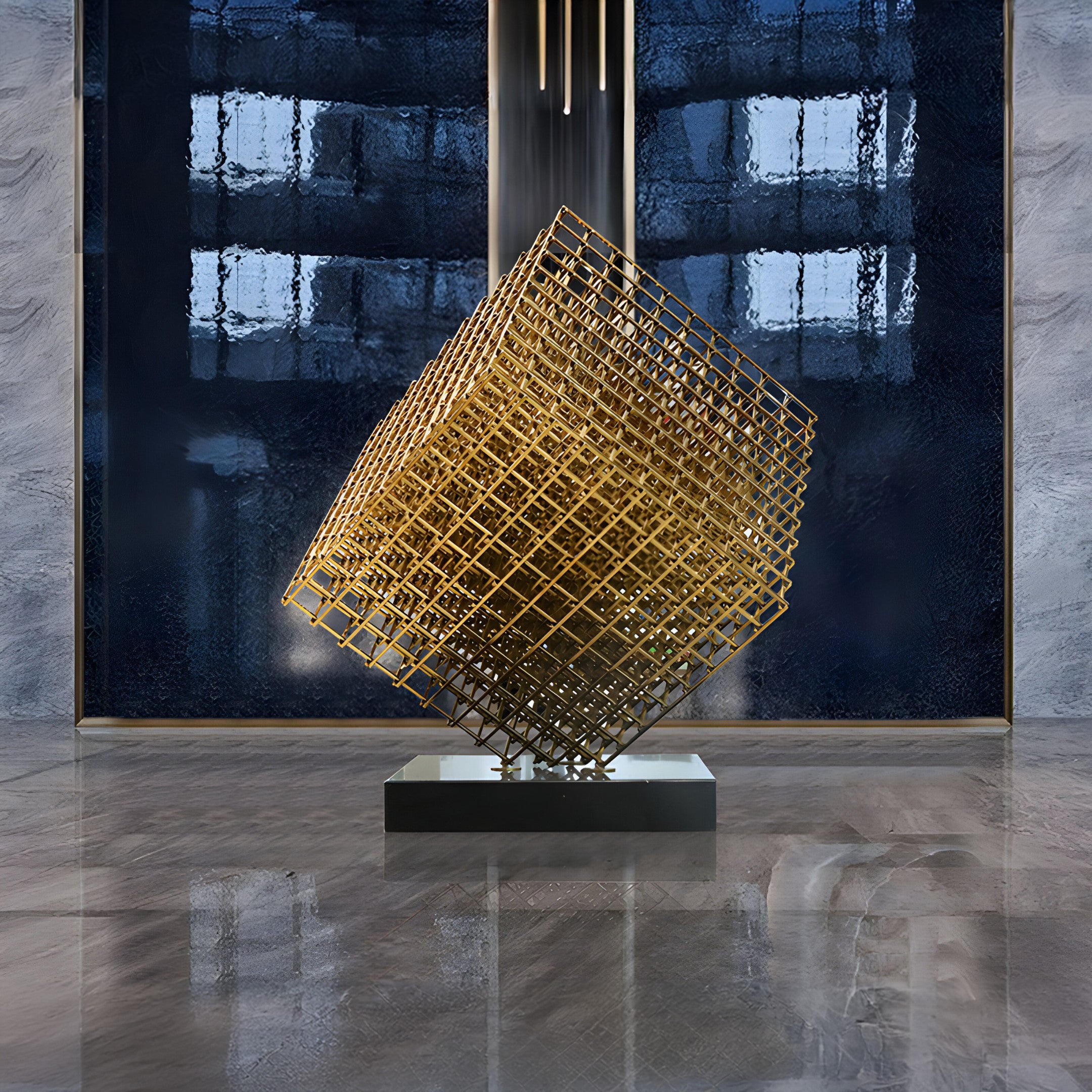 Matrix Gold Geometric Steel Sculpture - 100/150cm