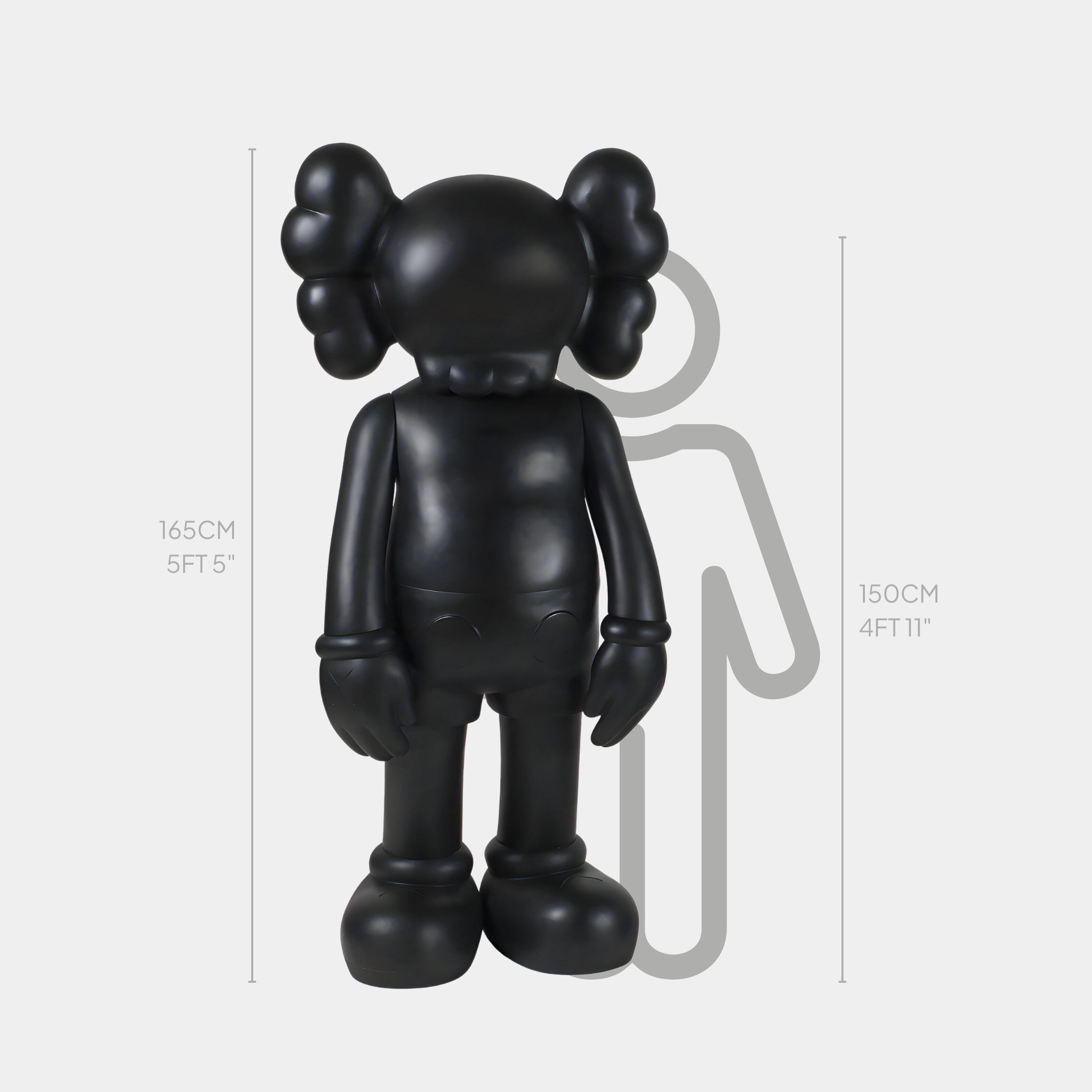 Midnight Black Iconify sculpture 170cm standing, front view, matte black finish, powerful modern aesthetic.