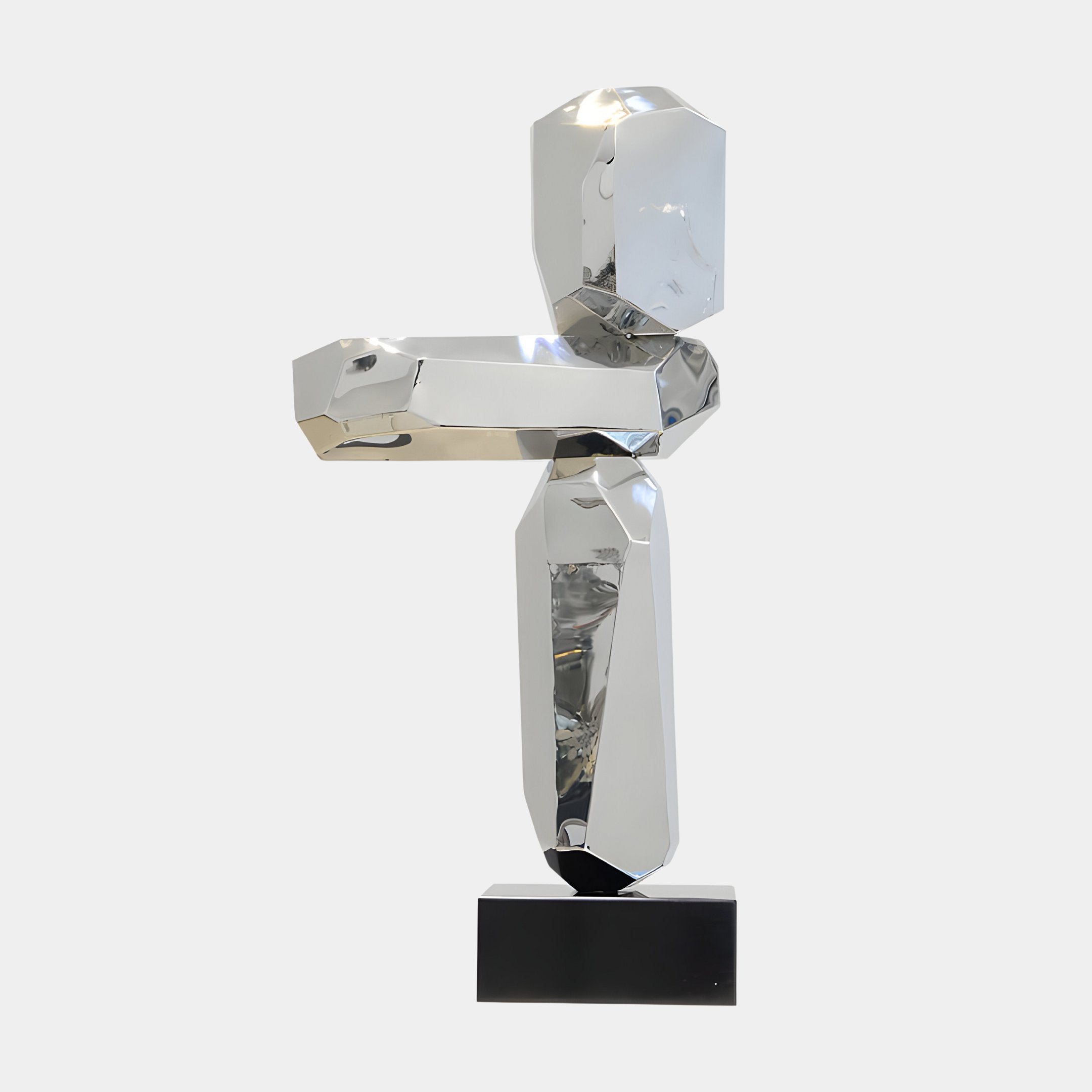 Monoform Stone Steel Sculpture - 90cm