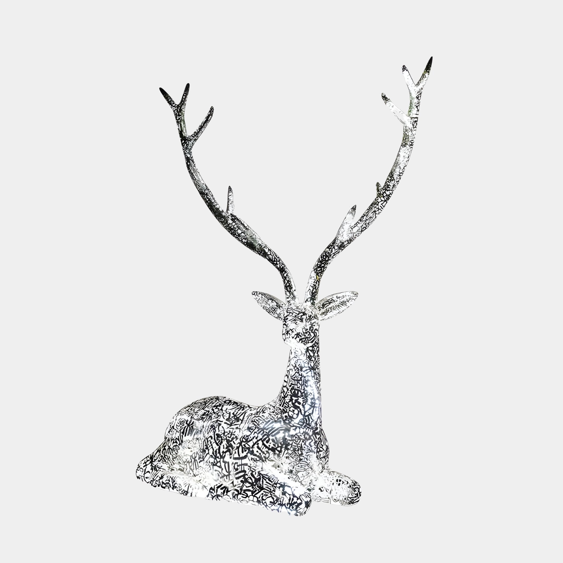 Luminous Stag II Silver Steel LED Sculpture - 125cm