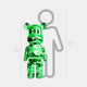 Forest Green Bear Sculpture 135cm - Front View, electroplated with vivid green mirror finish for a bold statement.