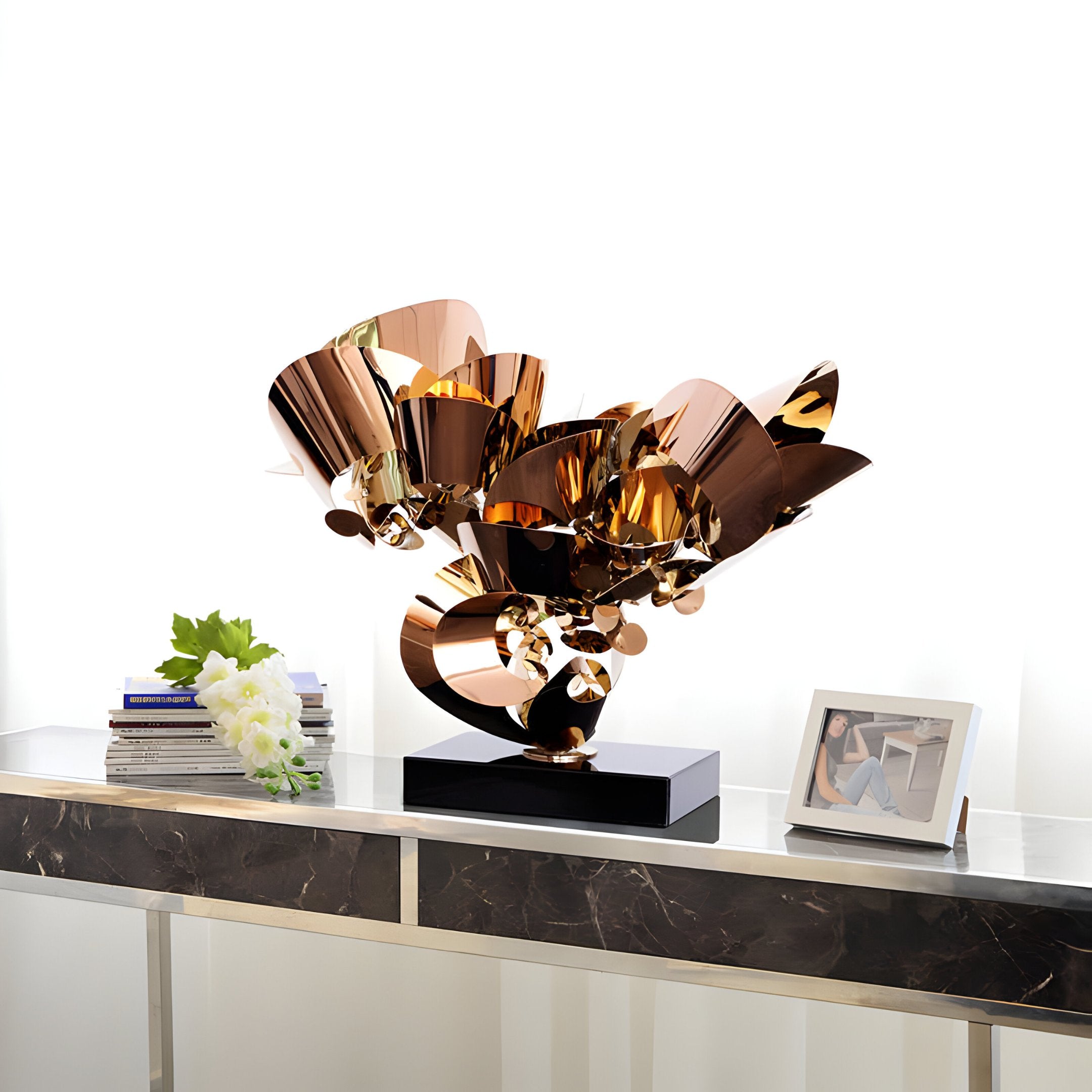 Petal Fusion Copper Organic Steel Sculpture - 70cm