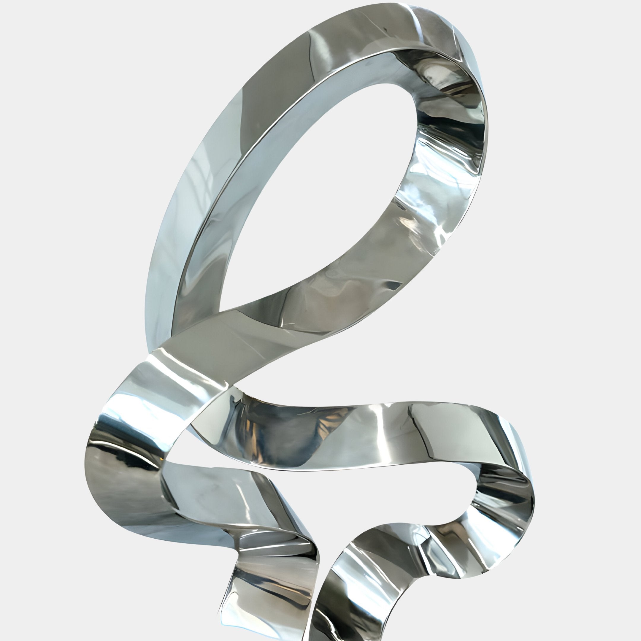 Serpentine Silver Abstract Steel Sculpture - 87cm