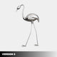 Various versions of the silver flamingo sculptures, each with slight variations in pose, displayed as part of a design collection.