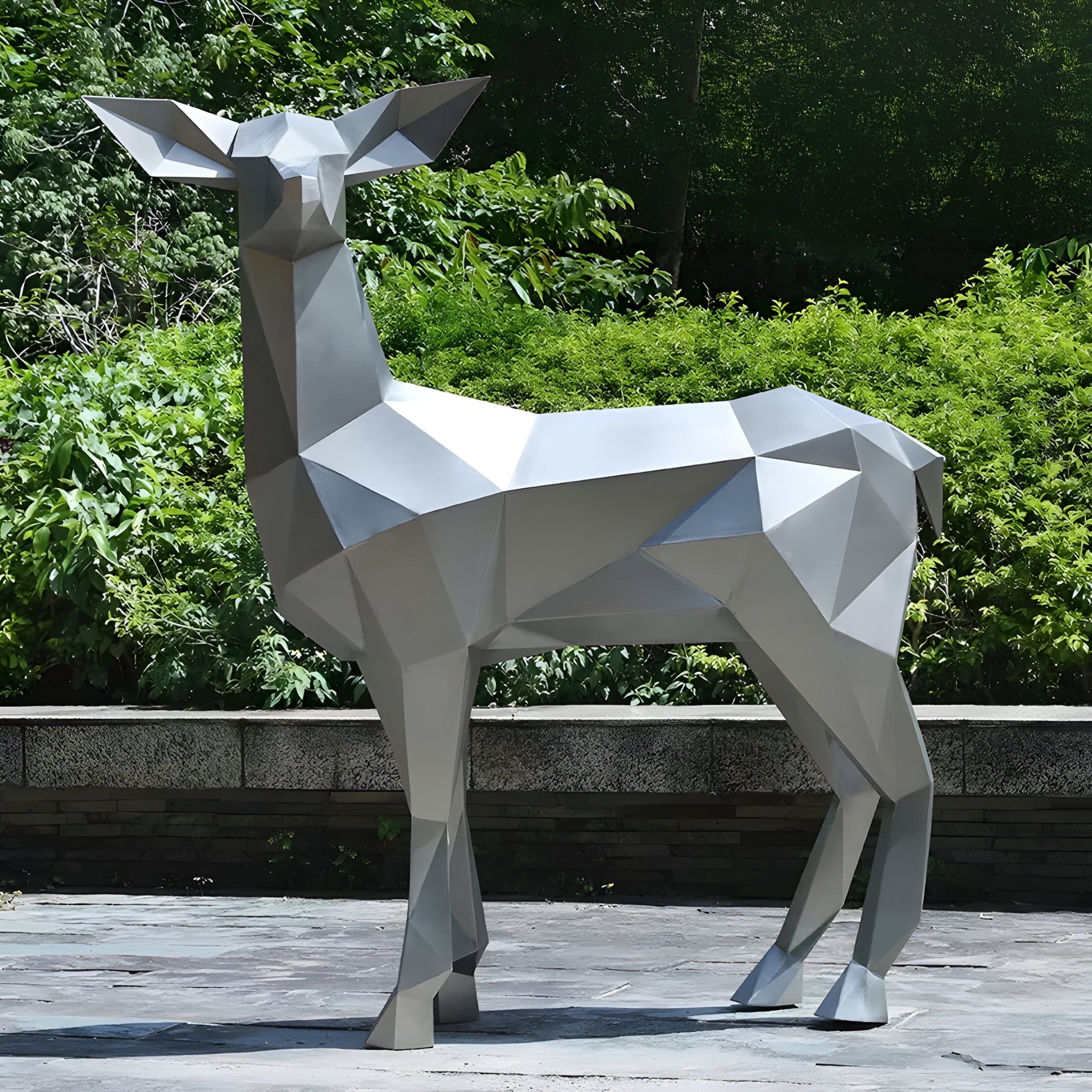 Deer II Geometric Steel Outdoor Sculpture - 160cm