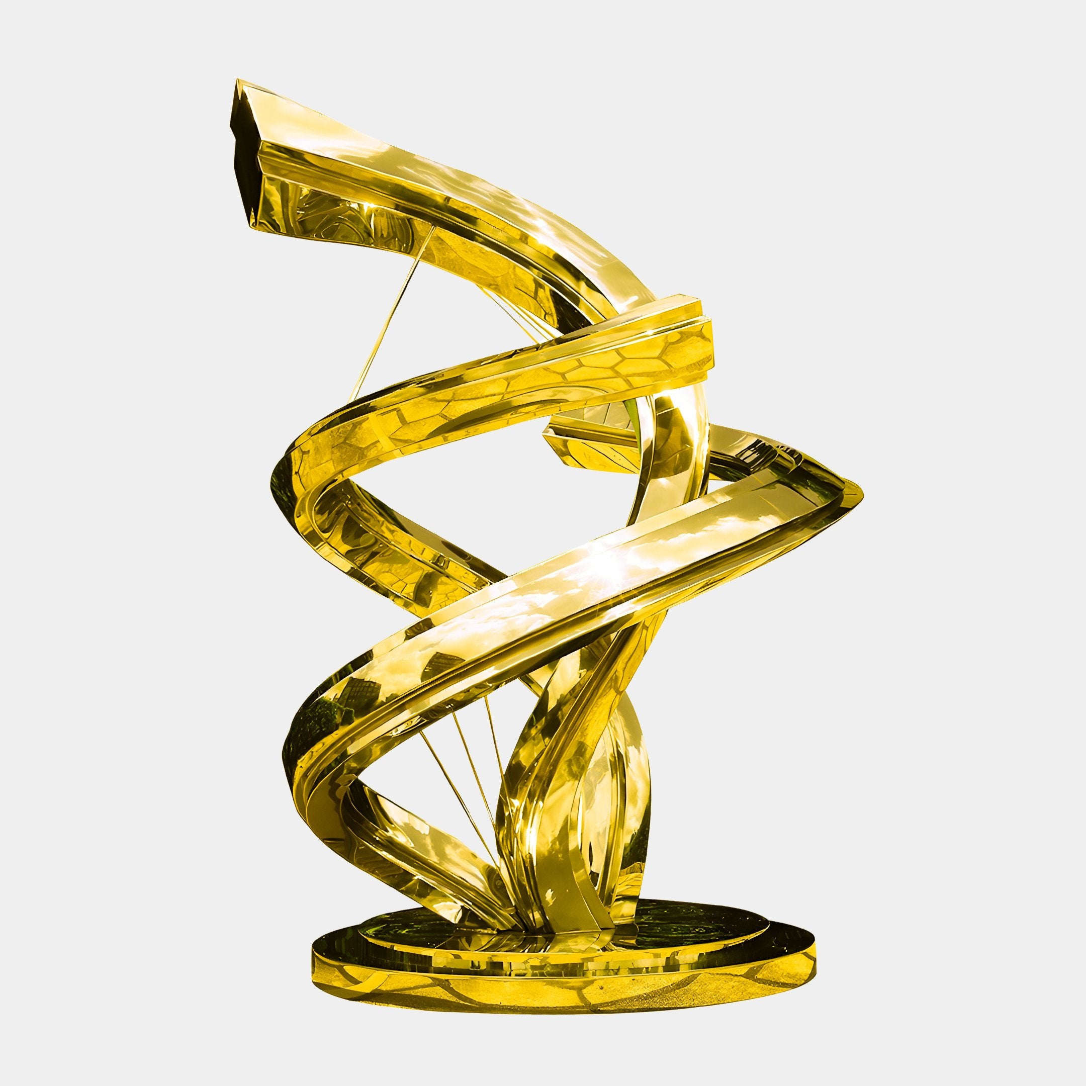 Twist Gold Abstract Outdoor Steel Sculpture - 168cm