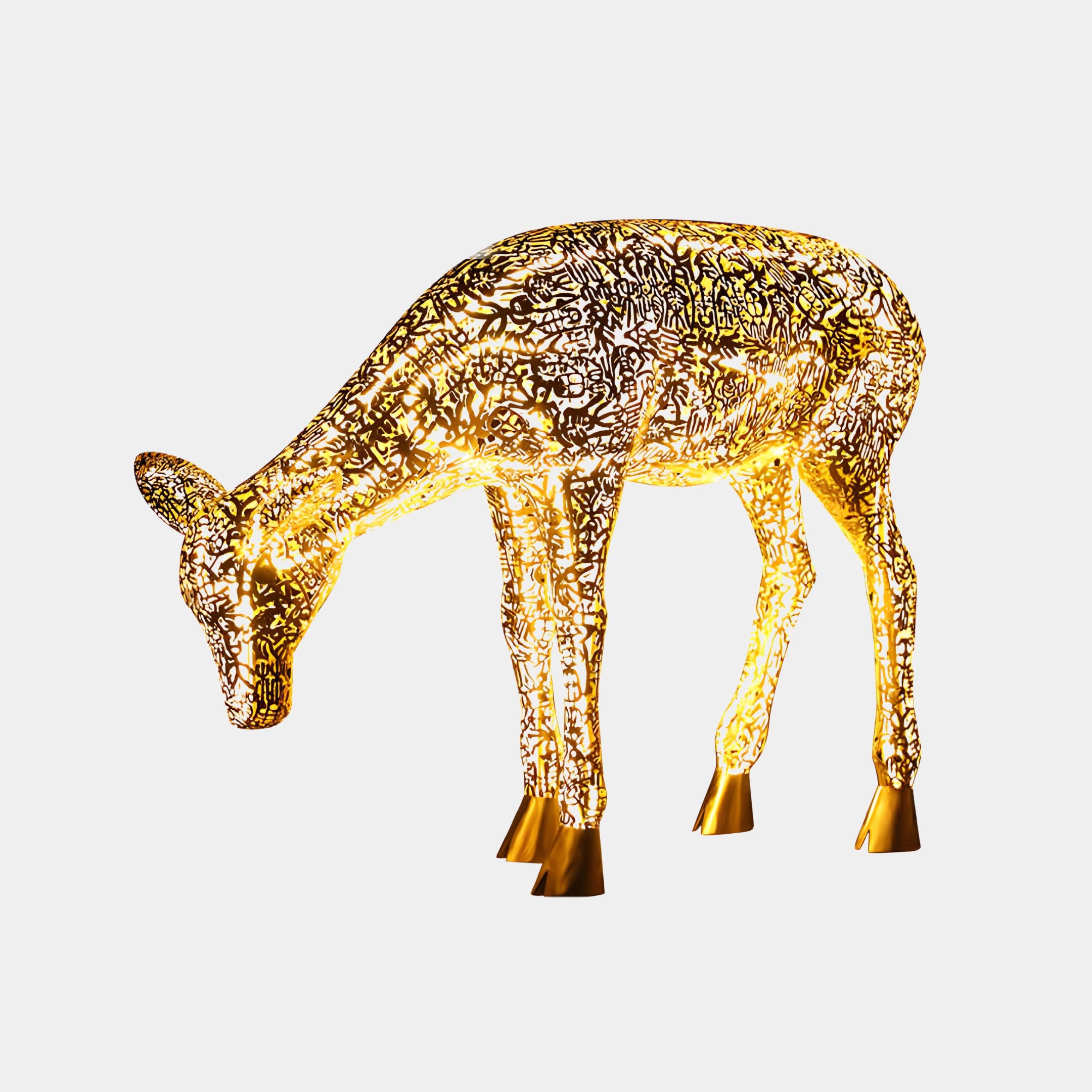 Luminous Deer Gold Steel LED Sculpture - 90cm