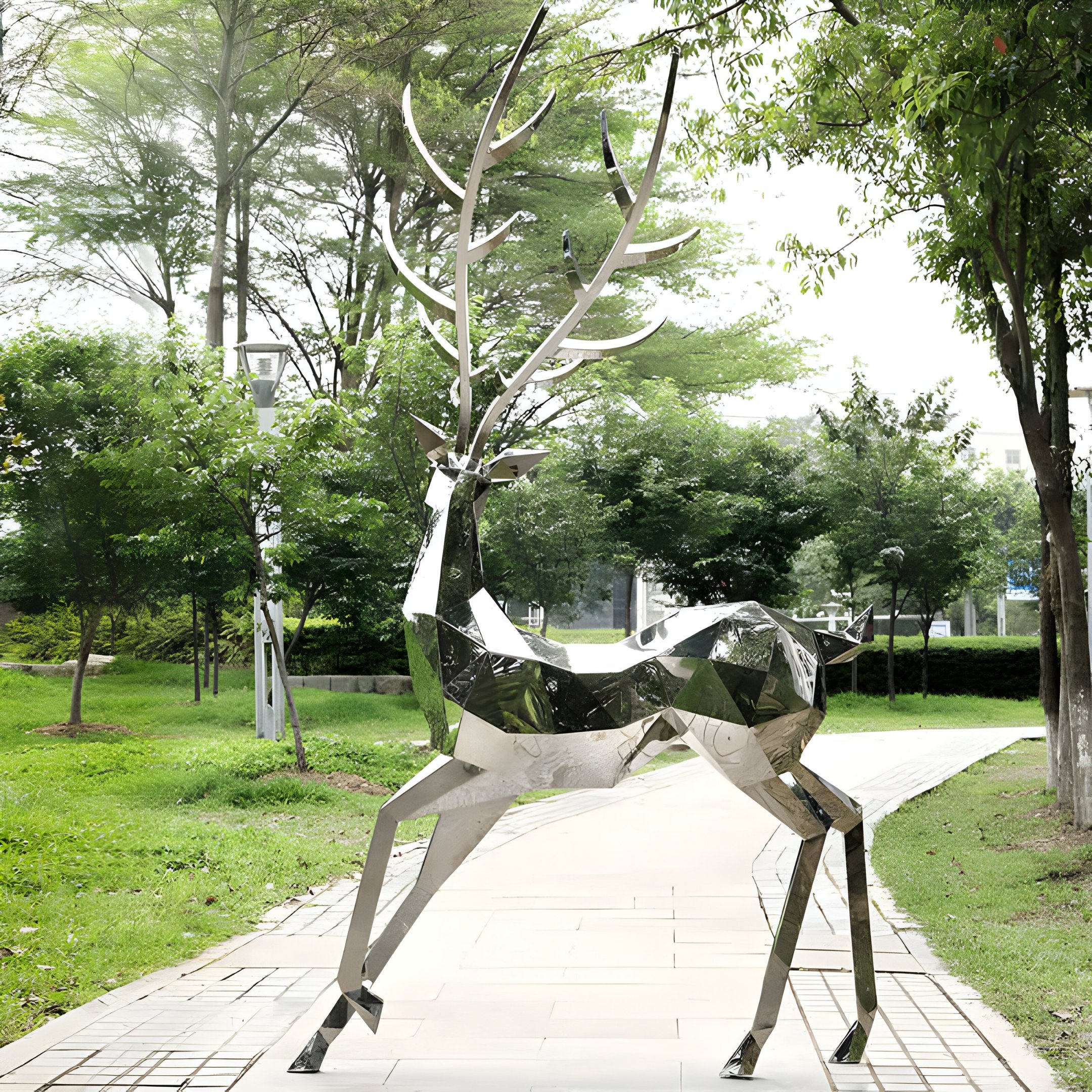 Noble Deer IV Geometric Steel Sculpture - 258cm