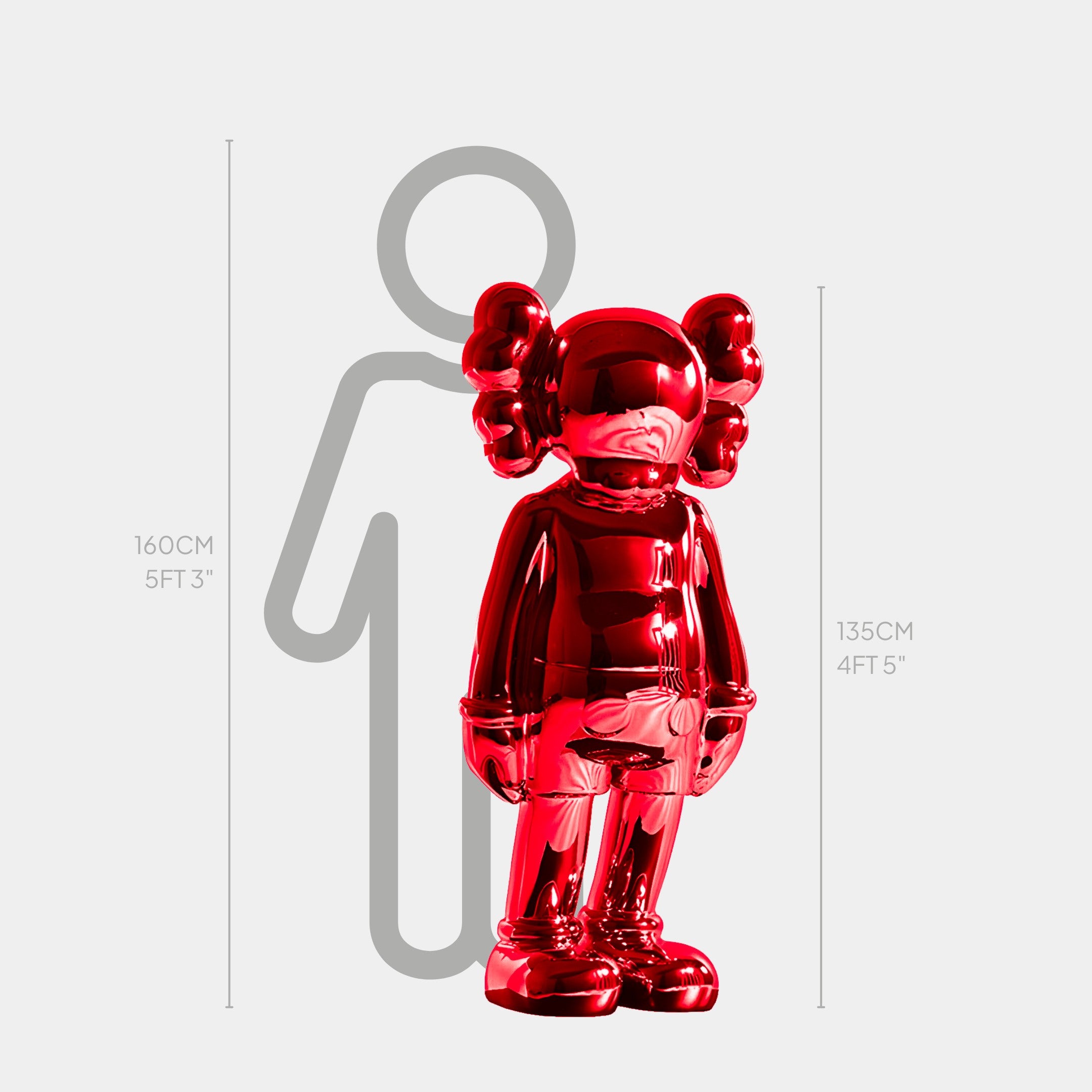 Ruby Red Iconify Sculpture standing at 135cm, bold red finish for a striking modern art statement.