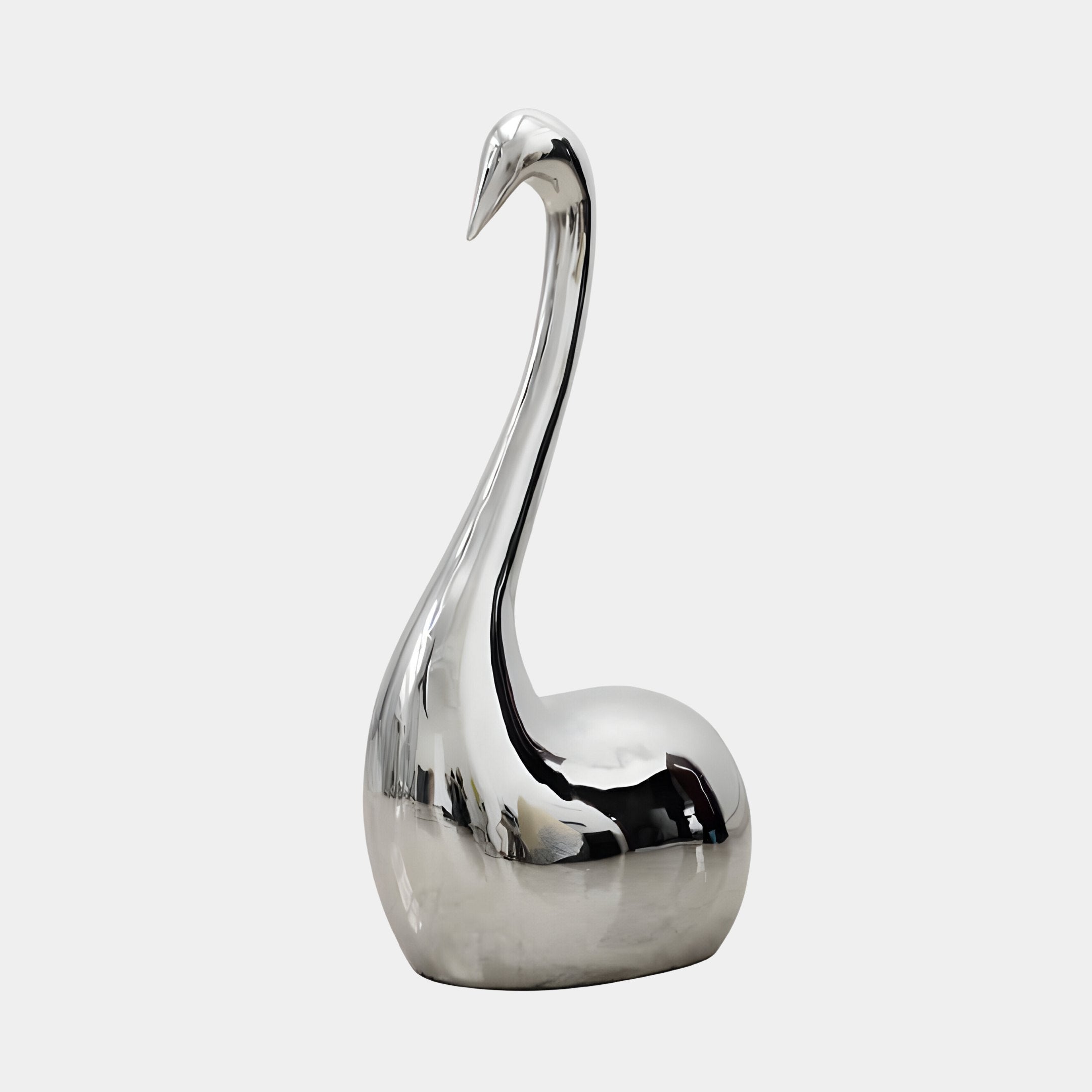 Swan Silver Abstract Steel Sculpture - 80/108cm