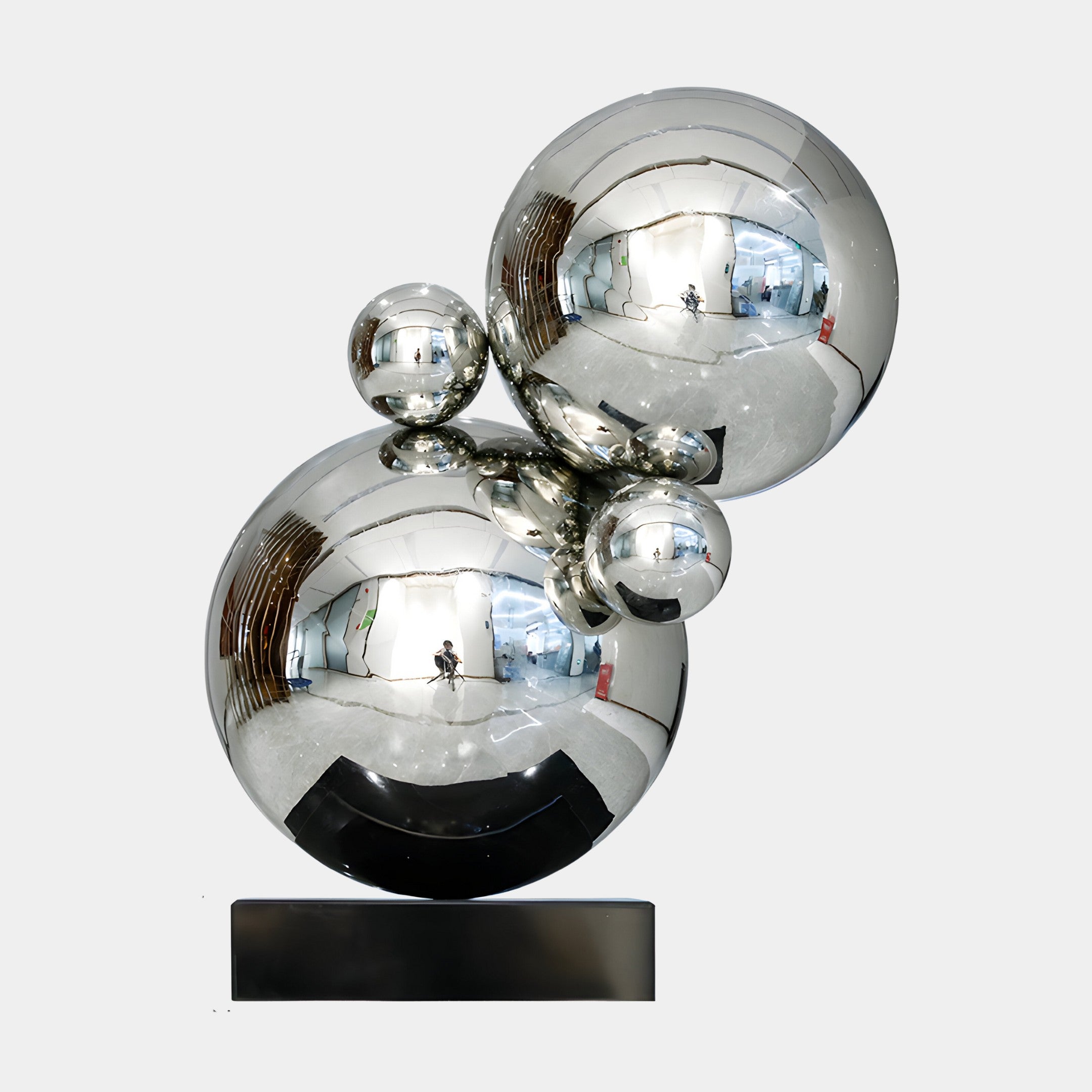 Molecular II Silver Geometric Steel Sculpture - 55cm