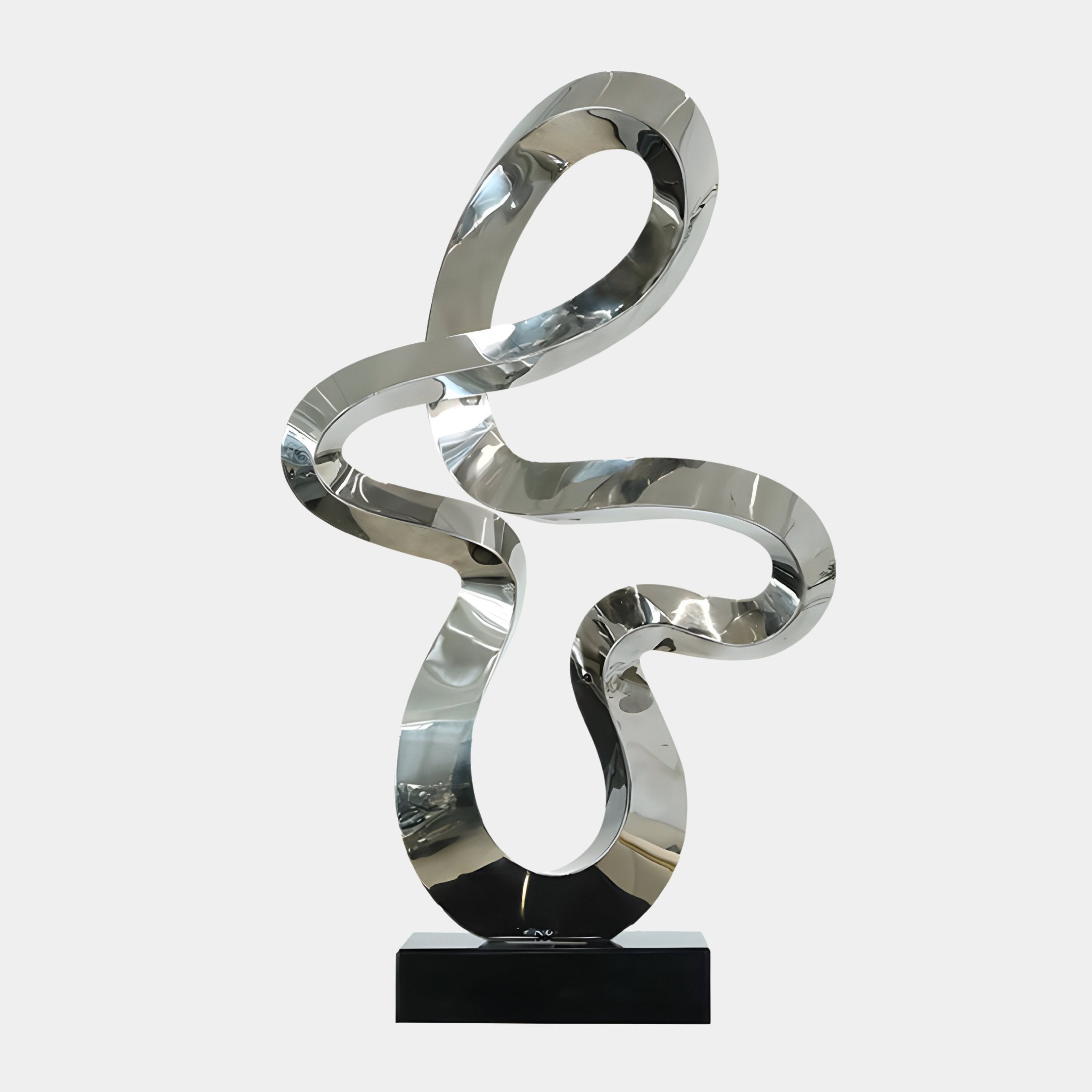 Serpentine Silver Abstract Steel Sculpture - 87cm