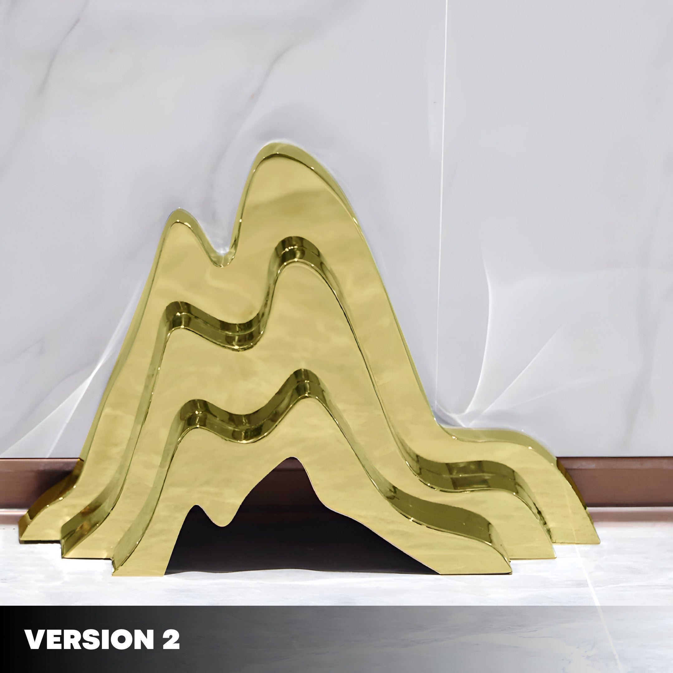 Mountain Range Gold Abstract Steel Sculptures