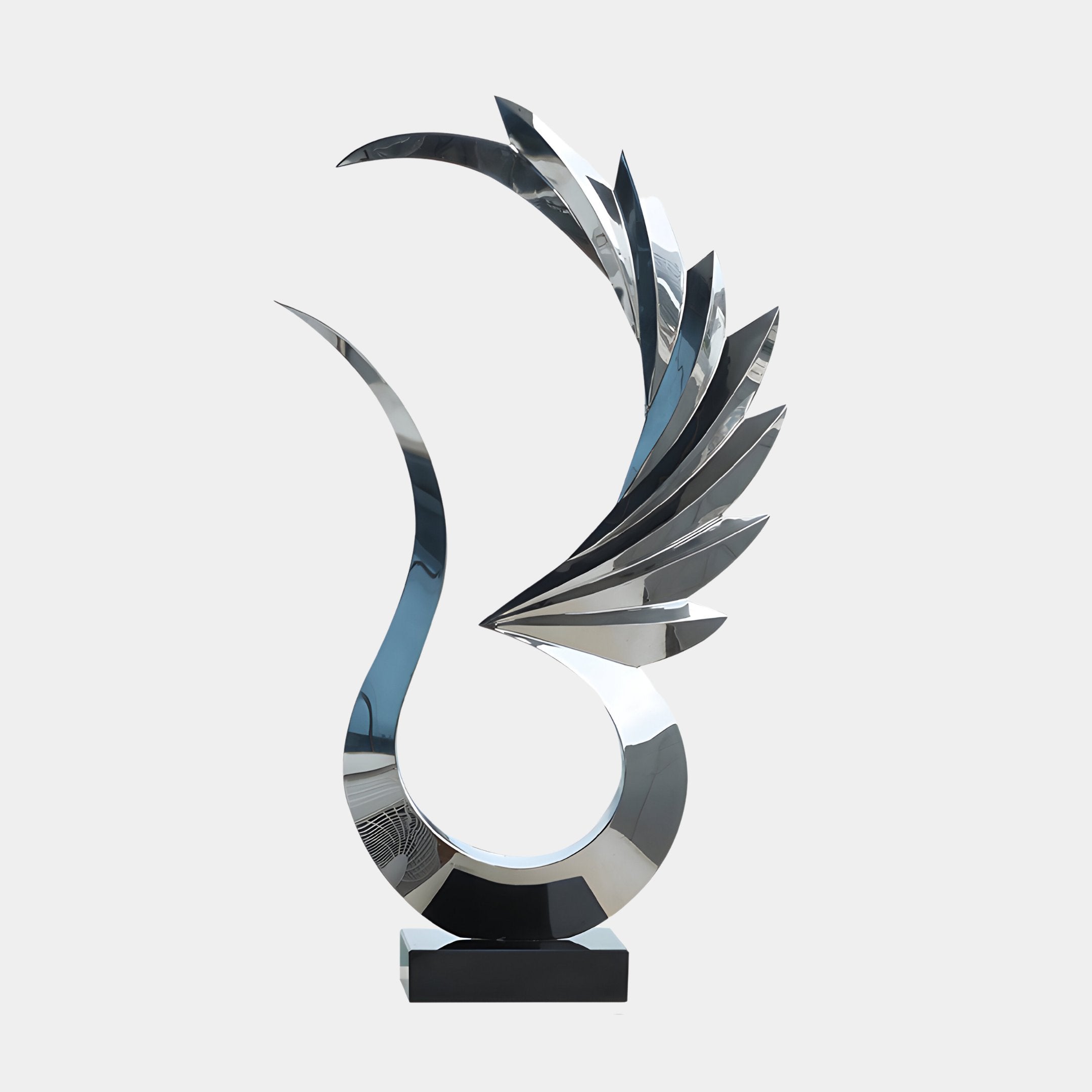 Wings Of Light Silver Abstract Steel Sculpture - 102cm