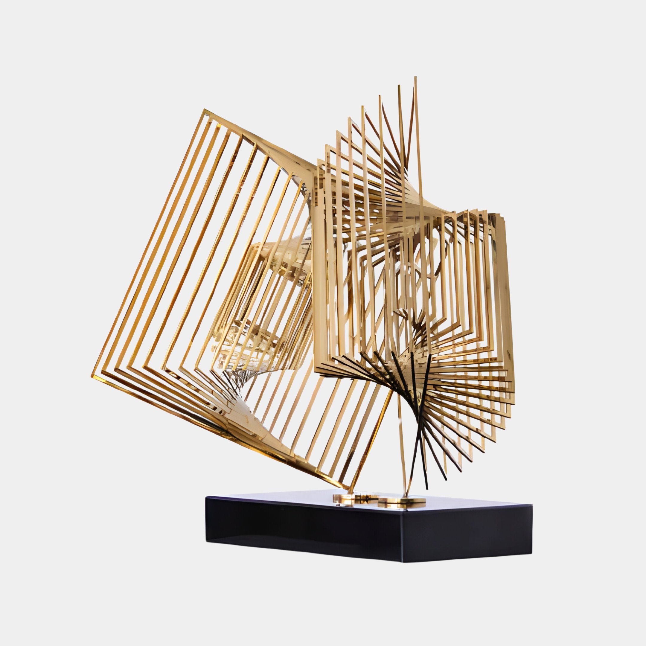 Quantum Gold Geometric Steel Sculpture - 46cm