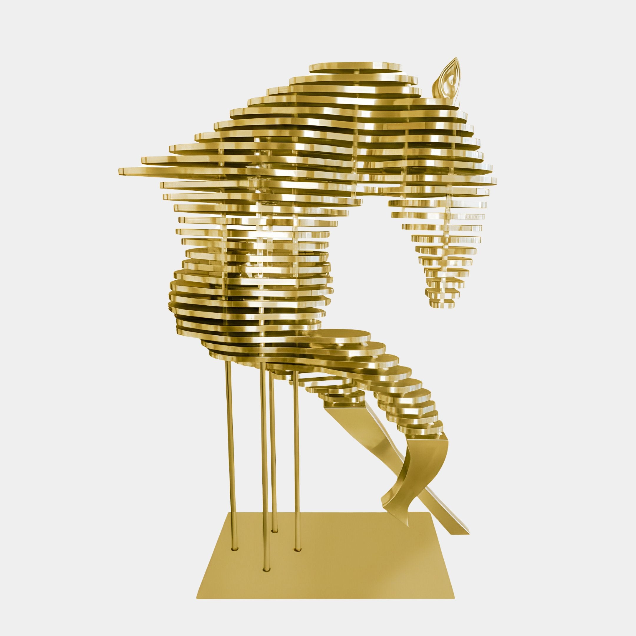 Rising Stallion Gold Steel Horse Sculpture - 160cm