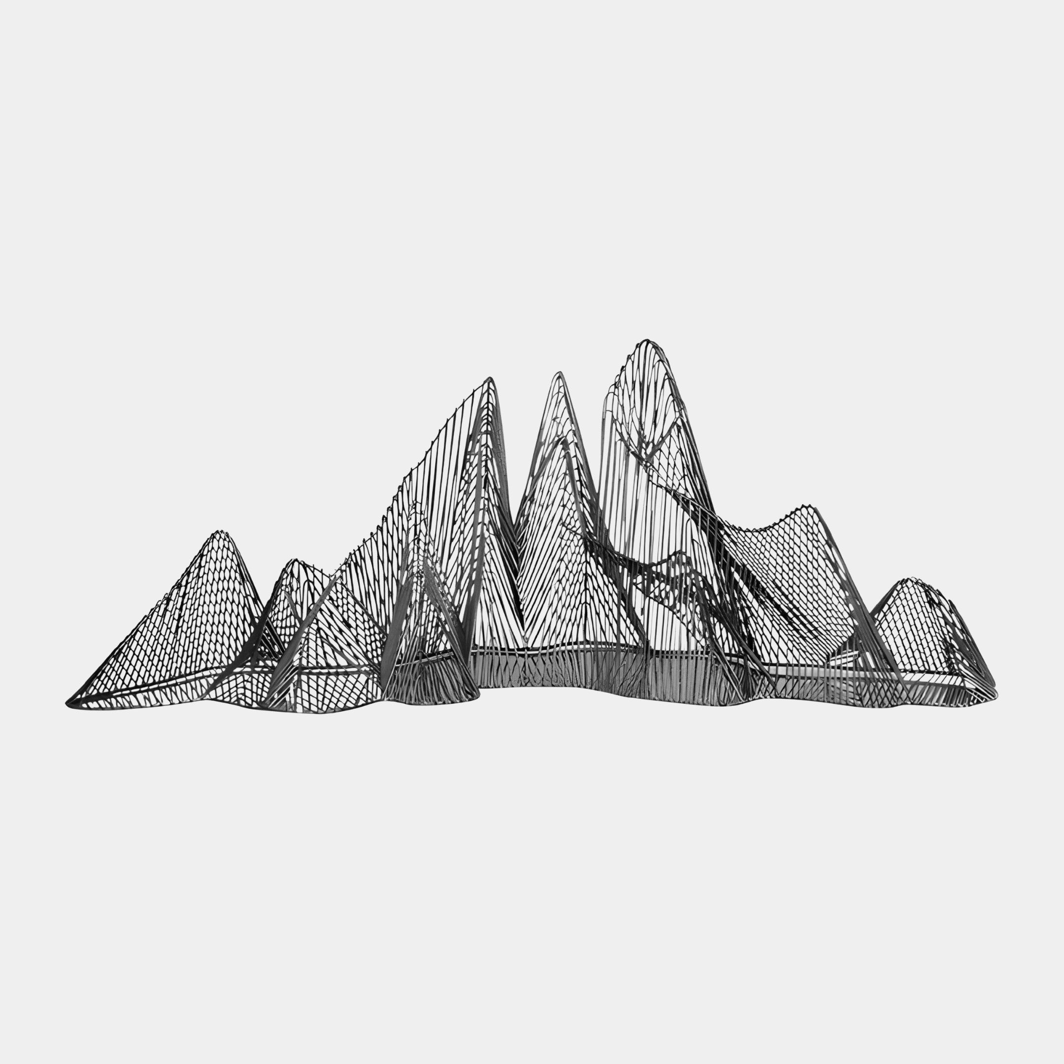 Ascent Black Wireframe Steel Mountain Sculpture