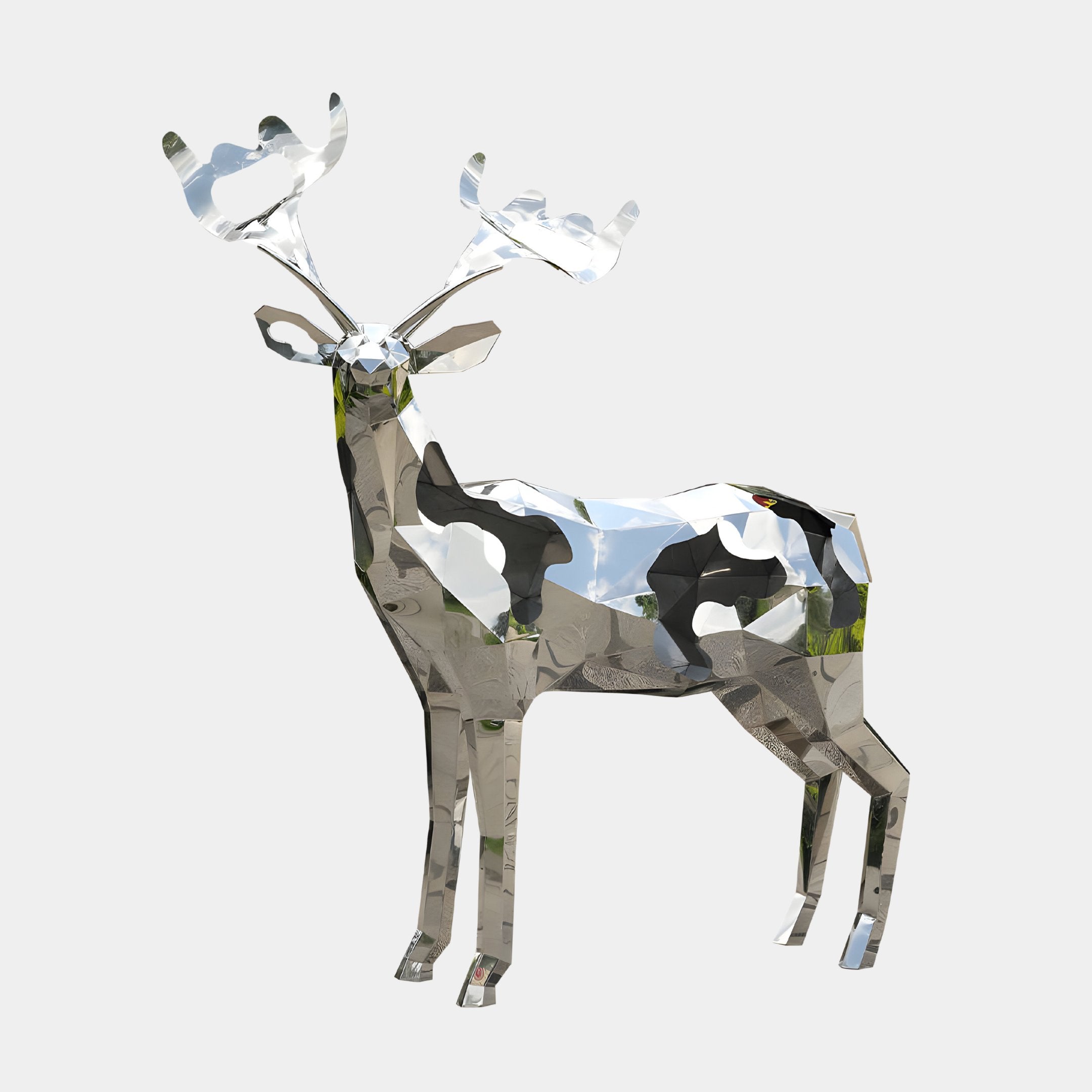 Mystic Deer Geometric Steel Outdoor Sculpture - 197cm