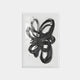 The Zephyr Black Cascade Abstract Metal Wall Art by Giant Sculptures features swirling black and white loops on a white background, embodying modern elegance with its dynamic composition.